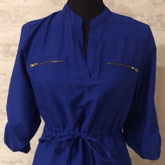 Blue shift dress with waist tie - Picture 2 of 2